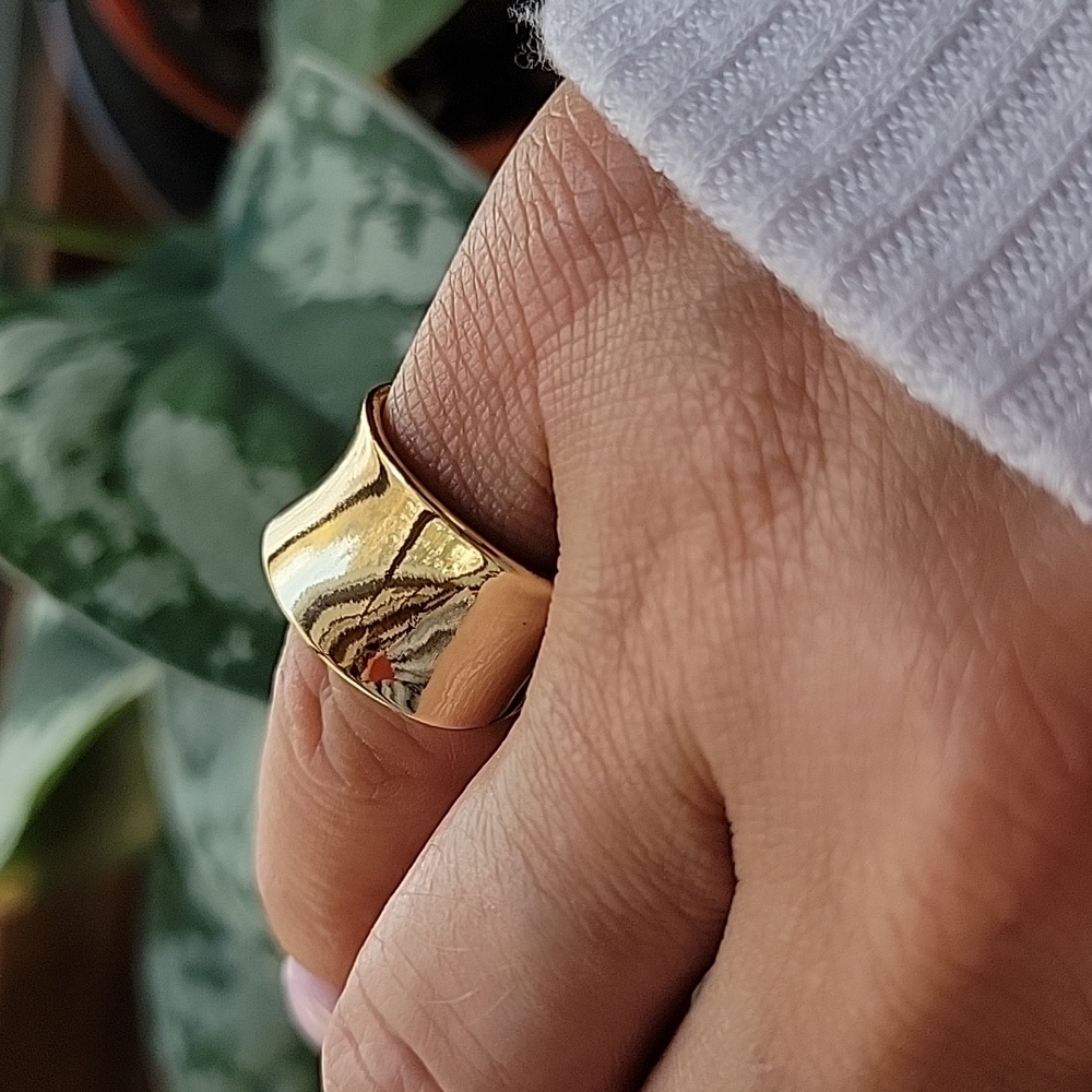 Wide Contour Band Cuff Ring - Picture 9 of 11